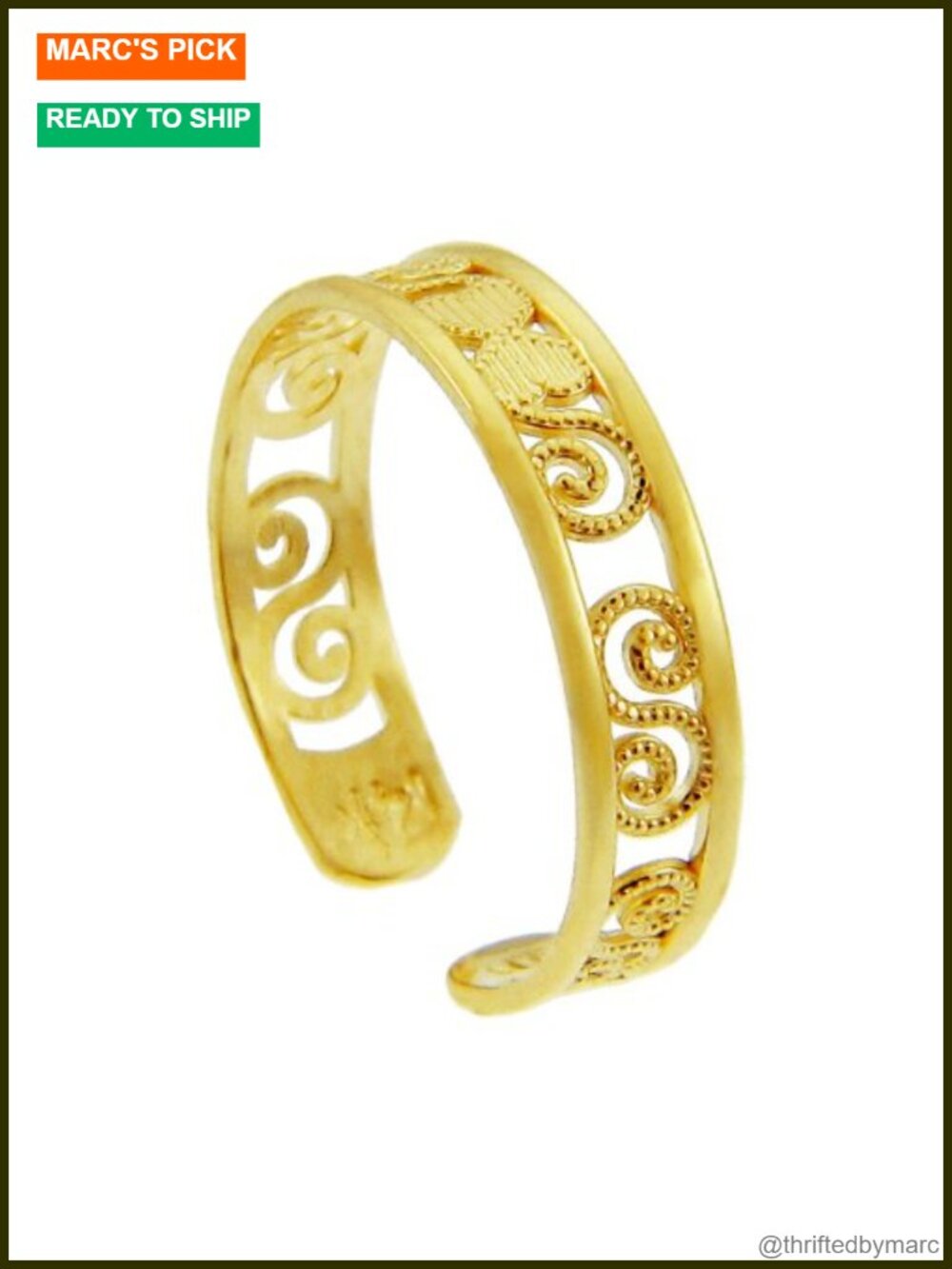 14K Solid Gold Toe Ring, Adjustable Band, Handcrafted in USA